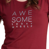 Astron – Round Neck Typography Print Cotton T-Shirt for Women